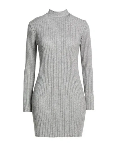 Vicolo Woman Mini Dress Grey Size Onesize Viscose, Polyester, Polyamide In Gray