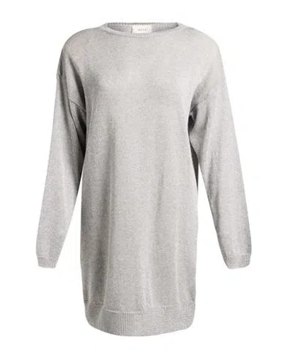 Vicolo Woman Mini Dress Light Grey Size Onesize Viscose, Polyamide, Metallic Polyester In Animal Print
