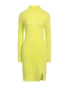 Vicolo Woman Mini Dress Lime Green Size Onesize Alpaca Wool, Polyamide, Virgin Wool, Elastane In Green