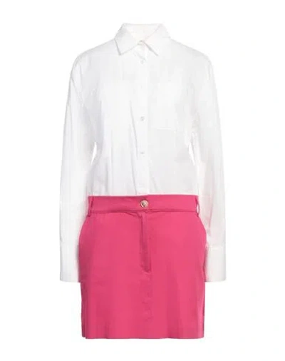 Vicolo Woman Mini Dress Magenta Size M Cotton, Elastane In White
