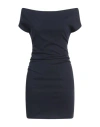 Vicolo Woman Mini Dress Navy Size L Viscose, Polyamide, Elastane In Blue