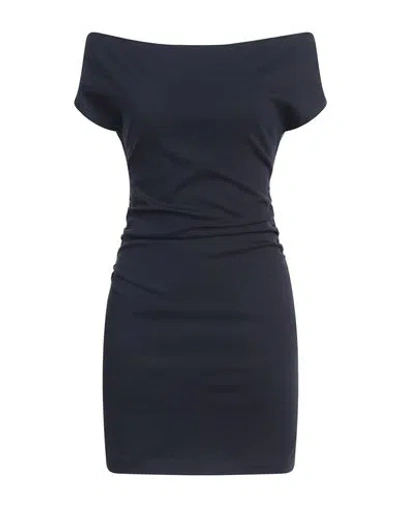 Vicolo Woman Mini Dress Navy Size L Viscose, Polyamide, Elastane In Blue