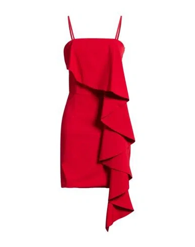 Vicolo Woman Mini Dress Red Size L Polyester, Viscose, Elastane