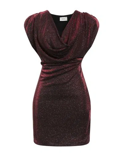 Vicolo Woman Mini Dress Red Size M Polyamide, Metal In Burgundy
