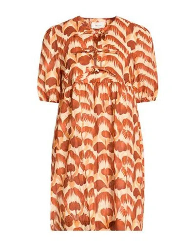 Vicolo Woman Mini Dress Rust Size M Cotton In Multi