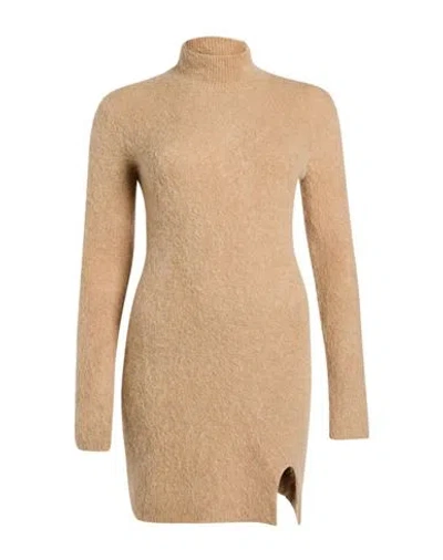 Vicolo Woman Mini Dress Sand Size Onesize Alpaca Wool, Polyamide, Virgin Wool, Elastane In Beige