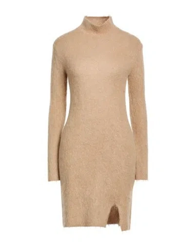 Vicolo Woman Mini Dress Sand Size Onesize Alpaca Wool, Polyamide, Virgin Wool, Elastane In Neutral