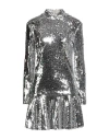 Vicolo Woman Mini Dress Silver Size L Polyester In Silver