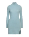 Vicolo Woman Mini Dress Sky Blue Size Onesize Alpaca Wool, Polyamide, Virgin Wool, Elastane