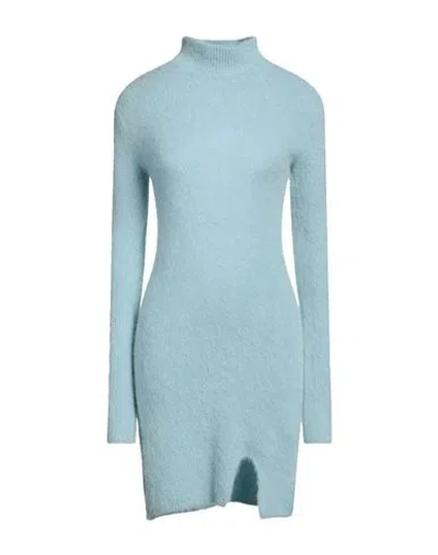 Vicolo Woman Mini Dress Sky Blue Size Onesize Alpaca Wool, Polyamide, Virgin Wool, Elastane