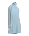 Vicolo Woman Mini Dress Sky Blue Size S Polyester, Elastane In Blue