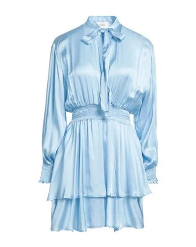Vicolo Woman Short Dress Sky Blue Size S Viscose
