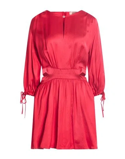 Vicolo Woman Mini Dress Tomato Red Size L Viscose