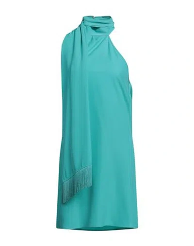 Vicolo Woman Mini Dress Turquoise Size L Polyester, Elastane In Blue