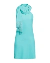 Vicolo Woman Mini Dress Turquoise Size Xs Polyester, Elastane In Blue
