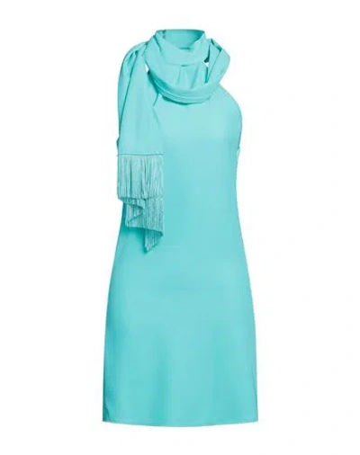 Vicolo Woman Mini Dress Turquoise Size Xs Polyester, Elastane In Blue