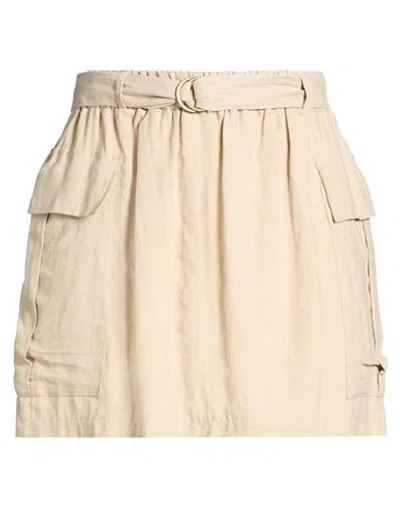 Vicolo Woman Mini Skirt Beige Size L Linen, Viscose In Neutral