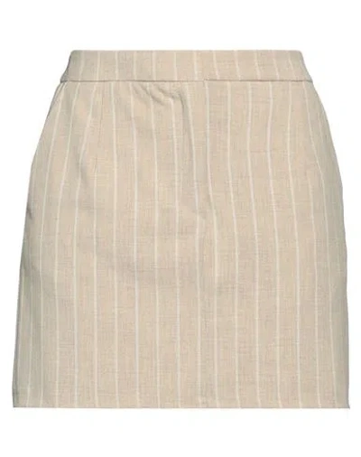 Vicolo Woman Mini Skirt Beige Size L Polyester, Viscose, Elastane In Brown