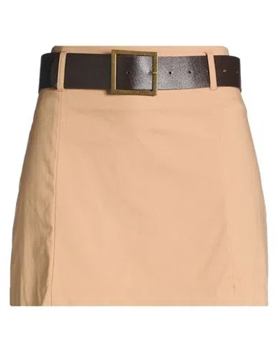 Vicolo Woman Mini Skirt Brown Size L Cotton, Nylon, Elastane