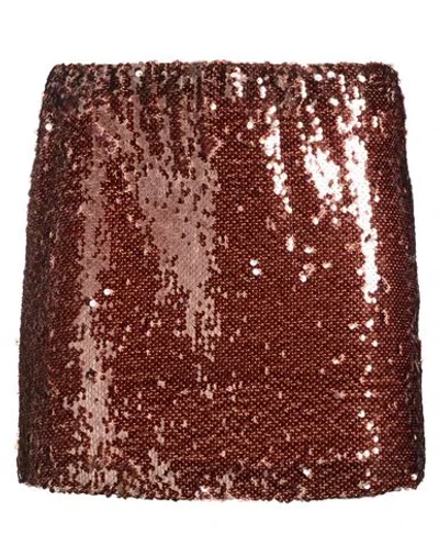 Vicolo Woman Mini Skirt Brown Size Xs Polyester, Elastane