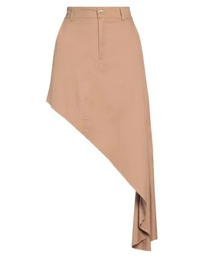 Vicolo Woman Mini Skirt Camel Size L Cotton, Elastane In Beige