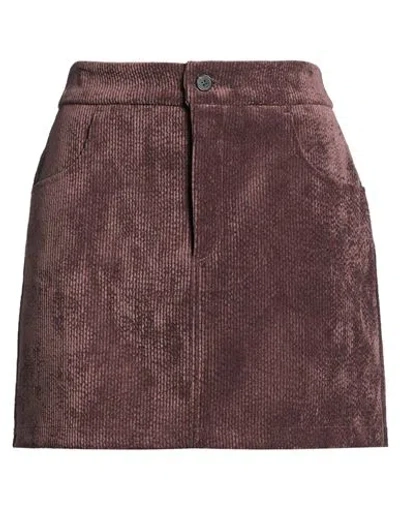 Vicolo Woman Mini Skirt Chocolate Brown Size Xs Polyester, Polyamide, Elastane
