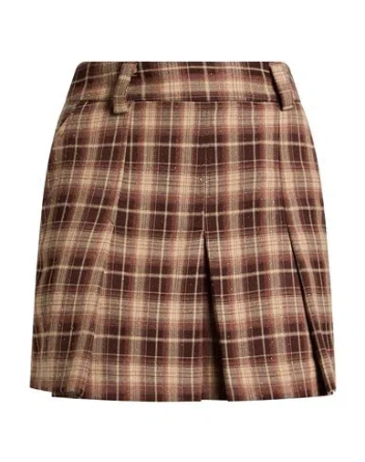 Vicolo Woman Mini Skirt Chocolate Brown Size Xs Polyester, Viscose, Elastane In Multi
