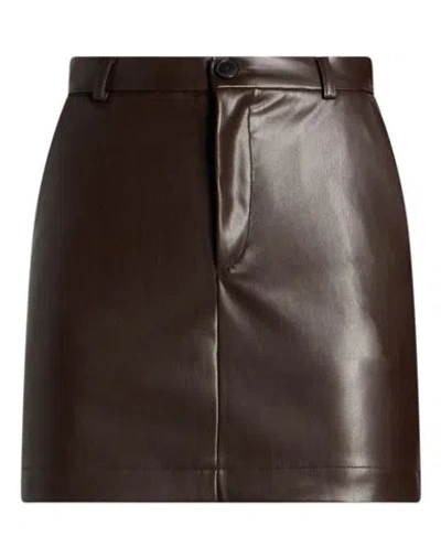 Vicolo Woman Mini Skirt Dark Brown Size Xs Polyester, Polyurethane