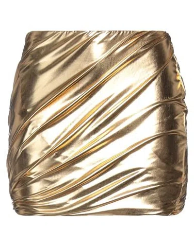 Vicolo Woman Mini Skirt Gold Size M Polyester, Elastane