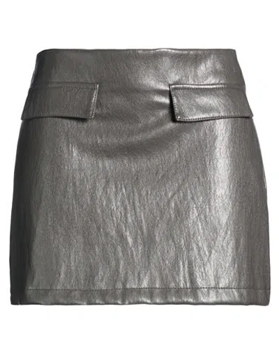 Vicolo Woman Mini Skirt Grey Size L Polyester, Polyurethane In Gray