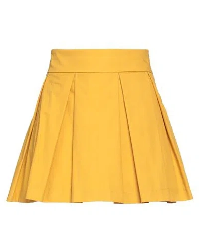 Vicolo Woman Mini Skirt Mustard Size M Cotton In Yellow