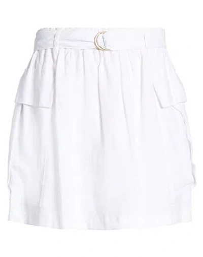 Vicolo Woman Mini Skirt White Size M Linen, Viscose
