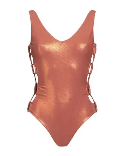 Vicolo Woman One-piece Swimsuit Rust Size S Polyamide, Elastane In Red