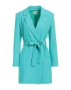 Vicolo Woman Overcoat Turquoise Size Xs Polyester, Elastane In Blue