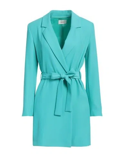 Vicolo Woman Overcoat Turquoise Size Xs Polyester, Elastane In Blue