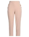 Vicolo Woman Pants Beige Size L Polyester, Elastane In Pink