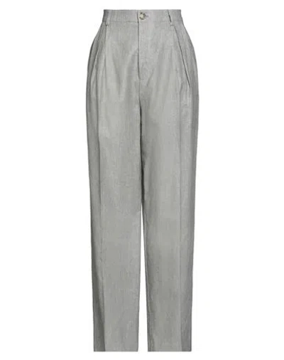 Vicolo Woman Pants Black Size S Linen, Cotton In Gray