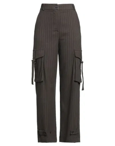 Vicolo Woman Pants Brown Size L Polyester, Viscose, Elastane