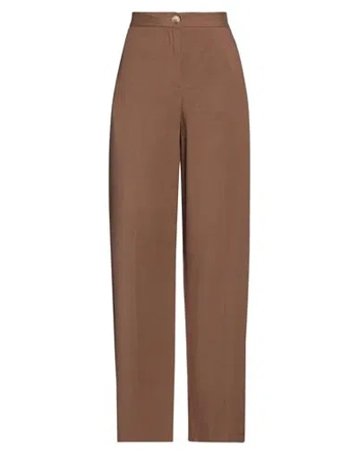 Vicolo Woman Pants Brown Size L Viscose, Linen