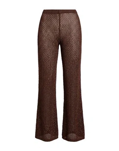Vicolo Woman Pants Brown Size Onesize Viscose, Metal Fiber