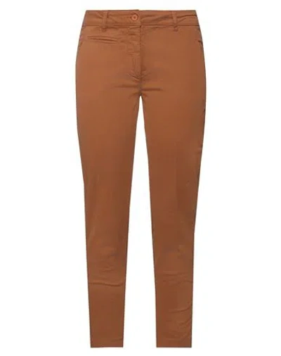 Vicolo Woman Pants Camel Size L Cotton, Elastane In Beige