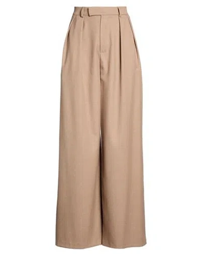 Vicolo Woman Pants Camel Size L Polyester, Viscose, Elastane In Nude