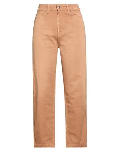 Vicolo Woman Pants Camel Size S Cotton In Brown