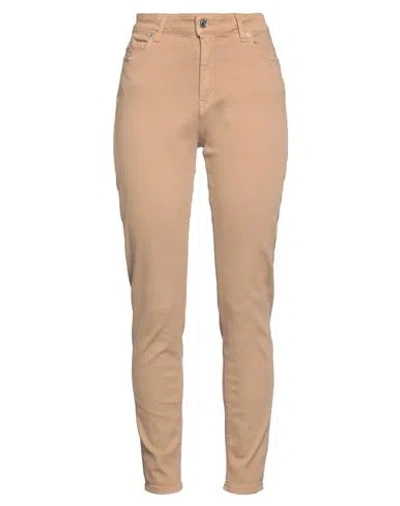 Vicolo Woman Denim Pants Camel Size L Cotton, Elastomultiester, Elastane In Beige