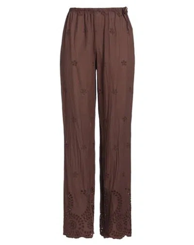 Vicolo Woman Pants Chocolate Brown Size S Cotton