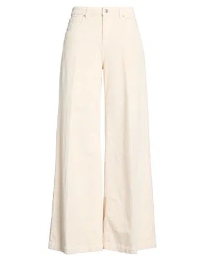 Vicolo Woman Pants Cream Size L Cotton, Modal, Elastane In White