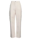 Vicolo Woman Pants Cream Size L Cotton In White