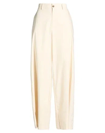 Vicolo Woman Pants Cream Size L Cotton, Polyester, Textile Fibers In Neutral