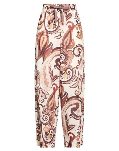 Vicolo Woman Pants Cream Size S Polyester In Multi