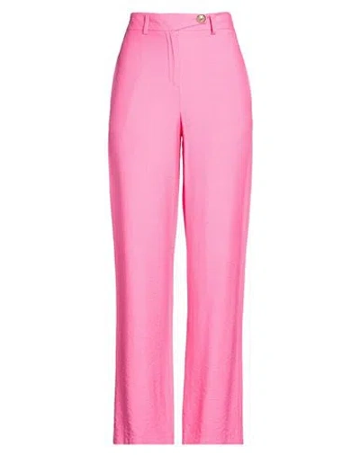 Vicolo Woman Pants Fuchsia Size M Viscose, Nylon In Pink